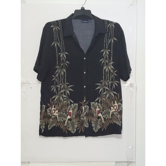 A Croft & Barrow Men's Shirt Hawaiian Pin-Up Girl Button Front Bohemian Size L - Picture 1 of 13